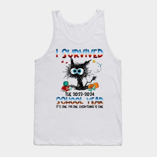 Happy Last Day of School 2024 Funny Teacher I Survived Last Day of The School Year 2024 Tank Top